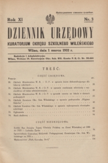 Dziennik Urzędowy Kuratorjum Okręgu Szkolnego Wileńskiego. R.9, nr 3 (1 marca 1932)