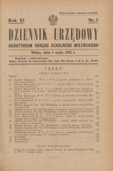 Dziennik Urzędowy Kuratorjum Okręgu Szkolnego Wileńskiego. R.9, nr 5 (1 maja 1932)