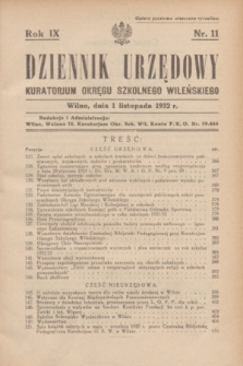 Dziennik Urzędowy Kuratorjum Okręgu Szkolnego Wileńskiego. R.9, nr 11 (1 listopada 1932)