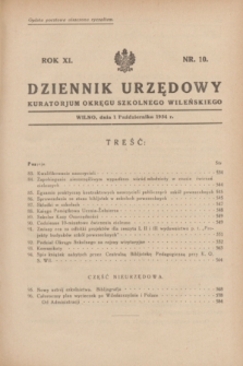 Dziennik Urzędowy Kuratorjum Okręgu Szkolnego Wileńskiego. R.11, nr 10 (1 października 1934)