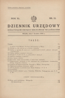 Dziennik Urzędowy Kuratorjum Okręgu Szkolnego Wileńskiego. R.11, nr 12 (1 grudnia 1934)