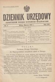 Dziennik Urzędowy Kuratorjum Okręgu Szkolnego Wileńskiego. R.12, nr 3 (marzec 1935)