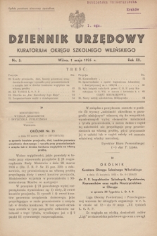 Dziennik Urzędowy Kuratorjum Okręgu Szkolnego Wileńskiego. R.12, nr 5 (1 maja 1935)