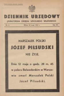 Dziennik Urzędowy Kuratorjum Okręgu Szkolnego Wileńskiego. R.12, nr 6 (15 maja 1935)