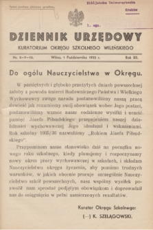 Dziennik Urzędowy Kuratorjum Okręgu Szkolnego Wileńskiego. R.12, nr 8/9/10 (1 października 1935)