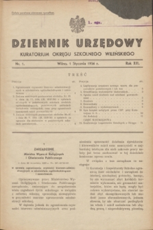 Dziennik Urzędowy Kuratorjum Okręgu Szkolnego Wileńskiego. R.13, nr 1 (1 stycznia 1936)