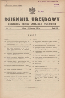 Dziennik Urzędowy Kuratorjum Okręgu Szkolnego Wileńskiego. R.13, nr 11 (1 listopada 1936)