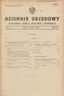 Dziennik Urzędowy Kuratorjum Okręgu Szkolnego Wileńskiego. R.13, nr 12 (1 grudnia 1936)