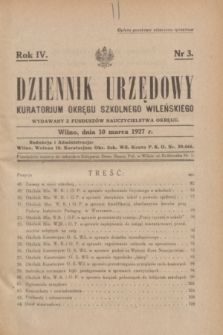 Dziennik Urzędowy Kuratorjum Okręgu Szkolnego Wileńskiego. R.4, nr 3 (10 marca 1927)