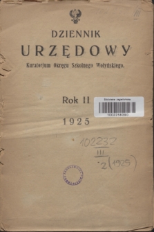 Dziennik Urzędowy Kuratorjum Okręgu Szkolnego Wołyńskiego. R.2, Skorowidz alfabetyczny rocznika 1925