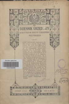 Dziennik Urzędowy Kuratorjum Okręgu Szkolnego Wołyńskiego. R.6, № 1 (styczeń 1929) = № 52