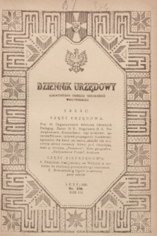 Dziennik Urzędowy Kuratorjum Okręgu Szkolnego Wołyńskiego. R.7, nr 2 (luty 1930) = nr 64