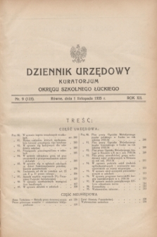 Dziennik Urzędowy Kuratorjum Okręgu Szkolnego Łuckiego. R.12, nr 9 (1 listopada 1935) = nr 123