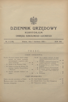 Dziennik Urzędowy Kuratorjum Okręgu Szkolnego Łuckiego. R.13, nr 4 (1 kwietnia 1936) = nr 128