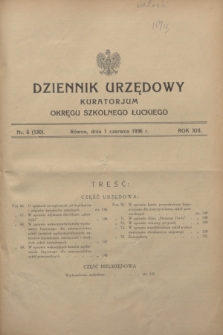Dziennik Urzędowy Kuratorjum Okręgu Szkolnego Łuckiego. R.13, nr 6 (1 czerwca 1936) = nr 130