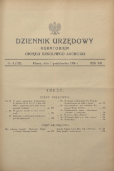 Dziennik Urzędowy Kuratorium Okręgu Szkolnego Łuckiego. R.13, nr 8 (1 października 1936) = nr 132
