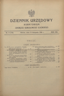 Dziennik Urzędowy Kuratorium Okręgu Szkolnego Łuckiego. R.13, nr 9 (15 listopada 1936) = nr 133