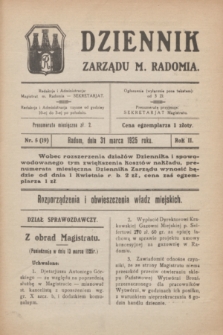 Dziennik Zarządu M. Radomia. R.2, nr 5 (31 marca 1925) = nr 19