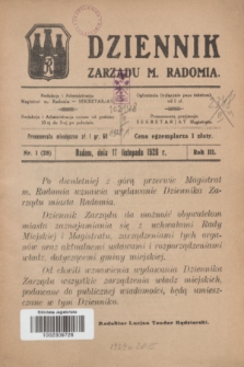 Dziennik Zarządu M. Radomia. R.3, nr 1 (17 listopada 1928) = nr 28