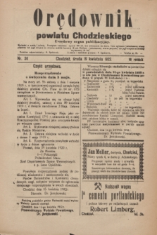 Orędownik powiatu Chodzieskiego : urzędowy organ publikacyjny. R.69, nr 30 (19 kwietnia 1922)