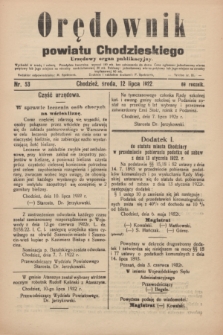Orędownik powiatu Chodzieskiego : urzędowy organ publikacyjny. R.69, nr 53 (12 lipca 1922)