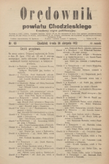 Orędownik powiatu Chodzieskiego : urzędowy organ publikacyjny. R.69, nr 65 (30 sierpnia 1922)