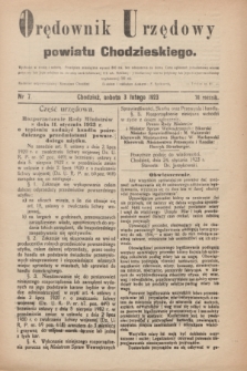 Orędownik Urzędowy powiatu Chodzieskiego. R.70, nr 7 (3 lutego 1923)