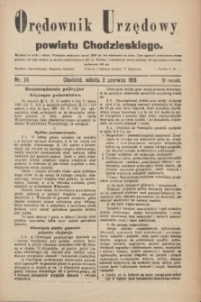 Orędownik Urzędowy powiatu Chodzieskiego. R.70, nr 34 (2 czerwca 1923)