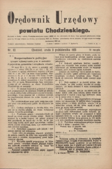 Orędownik Urzędowy powiatu Chodzieskiego. R.70, nr 63 (3 października 1923)