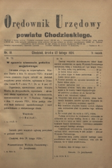 Orędownik Urzędowy powiatu Chodzieskiego. R.71, nr 16 (27 lutego 1924)