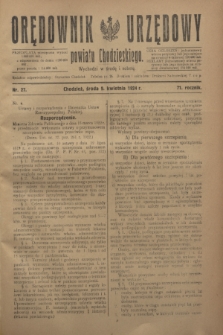 Orędownik Urzędowy powiatu Chodzieskiego. R.71, nr 27 (9 kwietnia 1924)