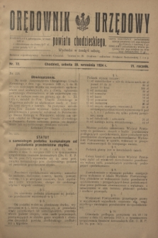 Orędownik Urzędowy powiatu chodzieskiego. R.71, nr 72 (20 września 1924)