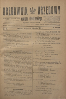 Orędownik Urzędowy powiatu chodzieskiego. R.71, nr 87 (15 listopada 1924)
