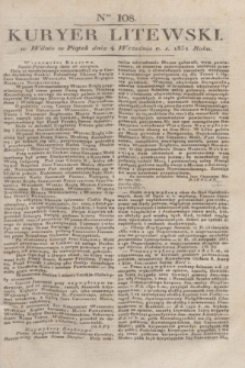 Kuryer Litewski. 1831, Ner 108 (4 września) + dod.