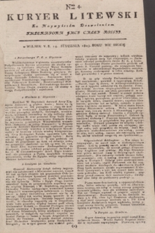 Kuryer Litewski : Za Naywyższem Dozwoleniem Imperatora JMCI Całey Rossyi. 1803, Nro 4 (14 stycznia)