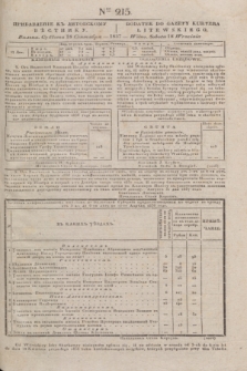 Pribavlenìe k˝ Litovskomu Věstniku = Dodatek do Gazety Kuryera Litewskiego. 1837, Ner 215 (18 września)