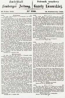 Amtsblatt zur Lemberger Zeitung = Dziennik Urzędowy do Gazety Lwowskiej. 1859, nr 230