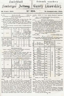 Amtsblatt zur Lemberger Zeitung = Dziennik Urzędowy do Gazety Lwowskiej. 1859, nr 233
