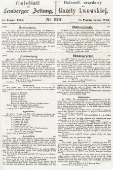 Amtsblatt zur Lemberger Zeitung = Dziennik Urzędowy do Gazety Lwowskiej. 1859, nr 235