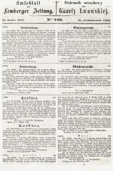 Amtsblatt zur Lemberger Zeitung = Dziennik Urzędowy do Gazety Lwowskiej. 1859, nr 240