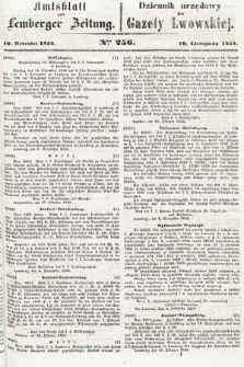 Amtsblatt zur Lemberger Zeitung = Dziennik Urzędowy do Gazety Lwowskiej. 1859, nr 256