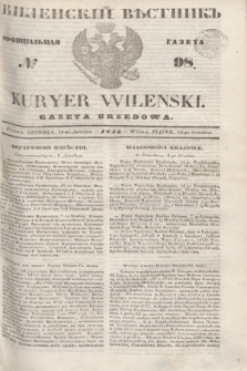 Vilenskìj Věstnik'' : officìal'naâ gazeta = Kuryer Wileński : gazeta urzędowa. 1845, № 98 (14 grudnia)