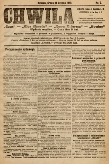 Chwila : „Czas” – „Głos Narodu” – „Nowa Reforma” – „Nowiny” : wydanie wspólne. 1913, nr 7 |PDF|