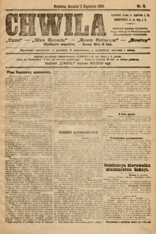 Chwila : „Czas” – „Głos Narodu” – „Nowa Reforma” – „Nowiny” : wydanie wspólne. 1914, nr 9 |PDF|