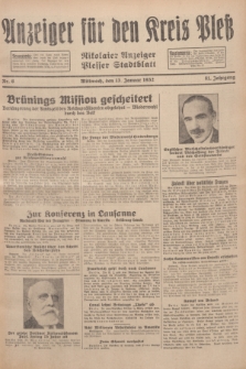 Anzeiger für den Kreis Pleß : Nikolaier Anzeiger : Plesser Stadtblatt. Jg.81, Nr. 6 (13 Januar 1932)