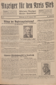 Anzeiger für den Kreis Pleß : Nikolaier Anzeiger : Plesser Stadtblatt. Jg.81, Nr. 9 (20 Januar 1932)