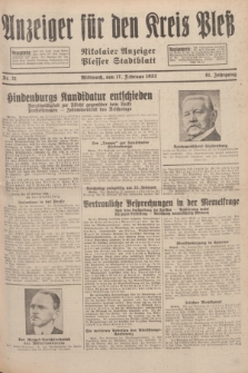 Anzeiger für den Kreis Pleß : Nikolaier Anzeiger : Plesser Stadtblatt. Jg.81, Nr. 21 (17 Februar 1932)