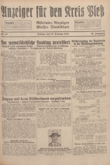 Anzeiger für den Kreis Pleß : Nikolaier Anzeiger : Plesser Stadtblatt. Jg.81, Nr. 22 (19 Februar 1932)