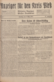 Anzeiger für den Kreis Pleß : Nikolaier Anzeiger : Plesser Stadtblatt. Jg.81, Nr. 29 (6 März 1932)