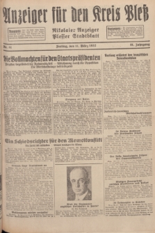 Anzeiger für den Kreis Pleß : Nikolaier Anzeiger : Plesser Stadtblatt. Jg.81, Nr. 31 (11 März 1932)